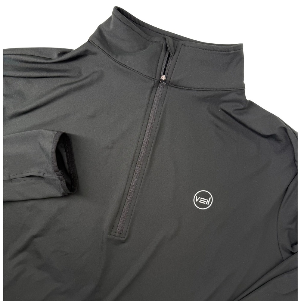 Veil Spark Mens XXL Black Quarter Zip Performance Pullover Thumbhole Activewear‎